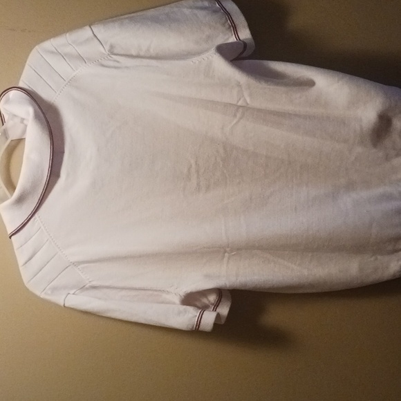 Ben Sherman L SS White knit shirt w red/blue trimming - Picture 3 of 7